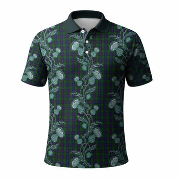 Shaw Tartan Polo Shirt Seamless Scottish Thistle Flowers