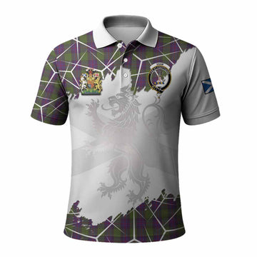 Shaw Tartan Polo Shirt with Family Crest and Lion Rampant Grunge Style