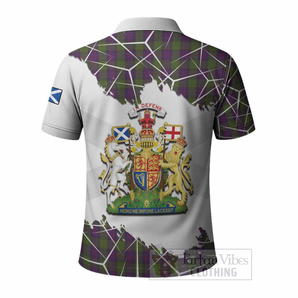 Shaw Tartan Polo Shirt with Family Crest and Lion Rampant Grunge Style