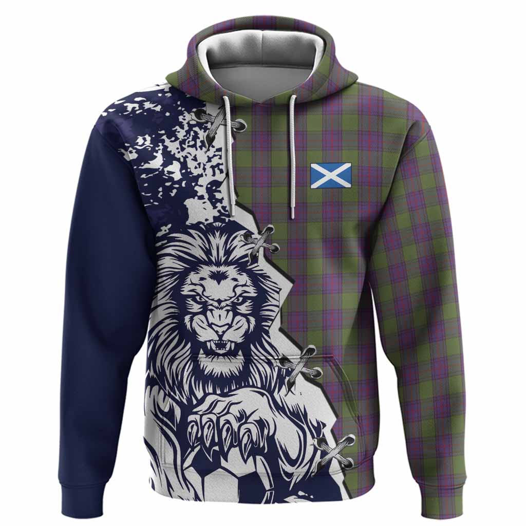 Shaw Tartan Scottish Hoodie Angry Lion With Soccer Ball Style