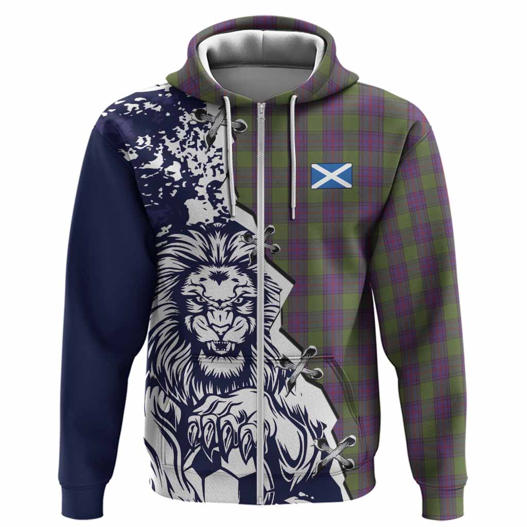 Shaw Tartan Scottish Hoodie Angry Lion With Soccer Ball Style