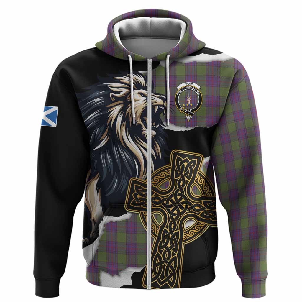 Shaw Tartan Scottish Hoodie Lion Celtic Heritage
