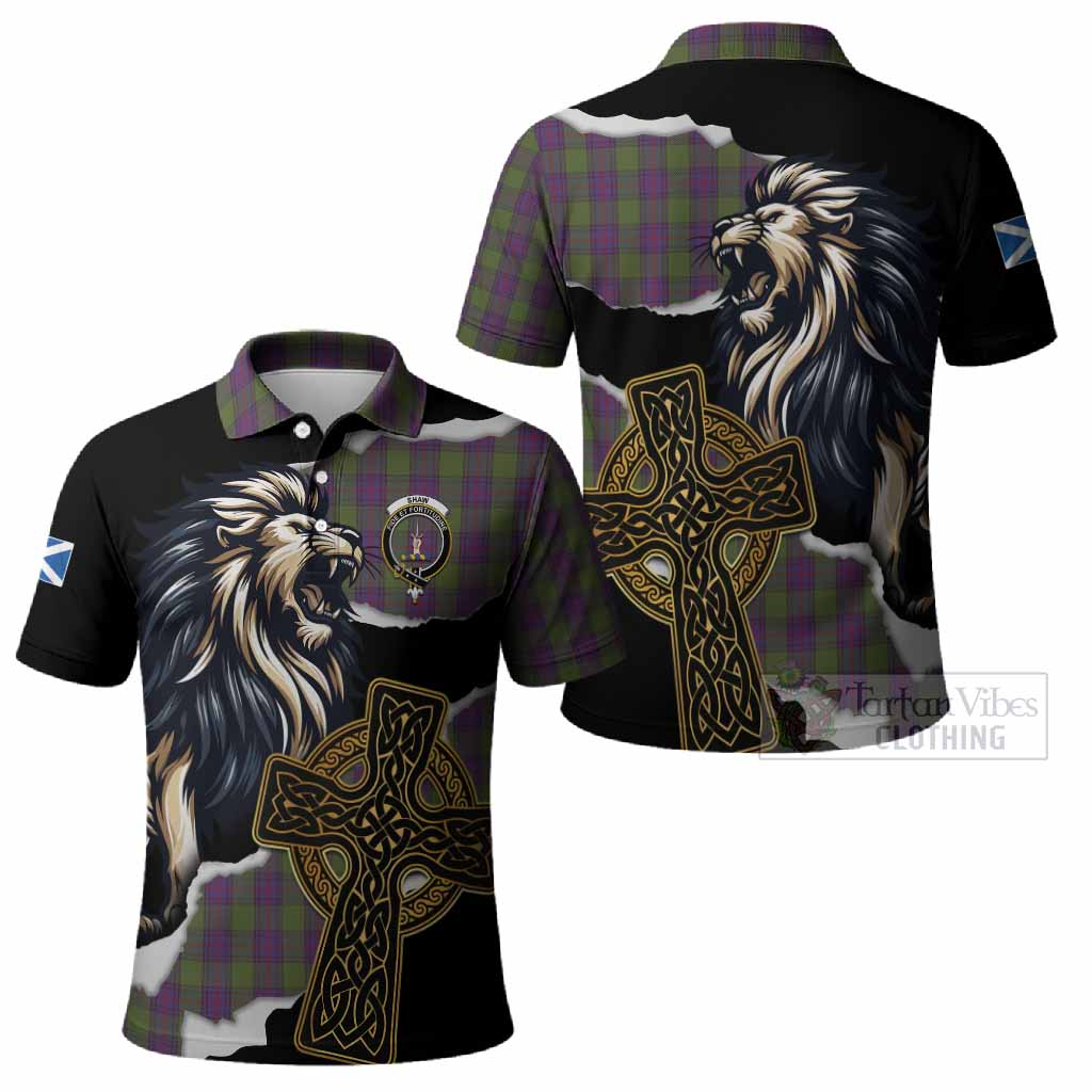 Shaw Tartan Scottish Polo Shirt Lion Celtic Heritage
