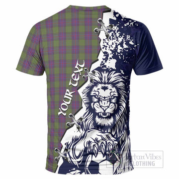 Shaw Tartan Scottish T-Shirt Angry Lion With Soccer Ball Style