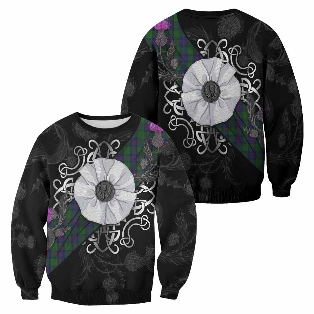 Shaw Tartan Sweatshirt Jacobite White Rose - Tartan Vibes Clothing