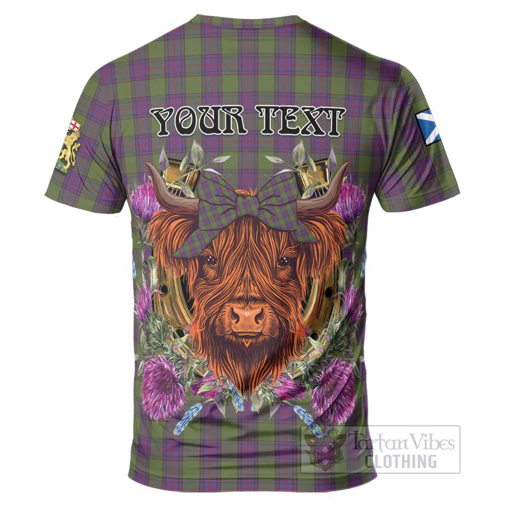 Shaw Tartan T-Shirt Scottish Thistle Heilan Coo