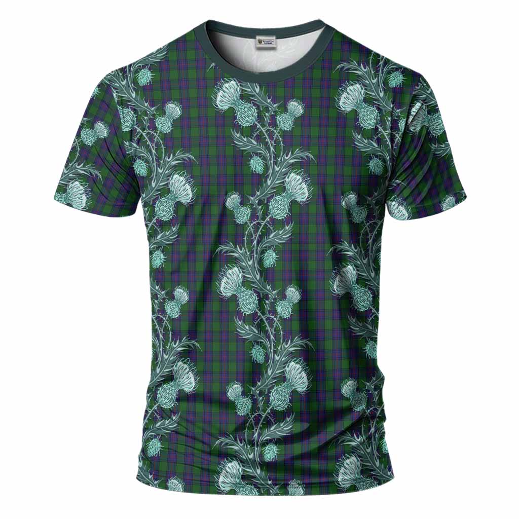 Shaw Tartan T-Shirt Seamless Scottish Thistle Flowers