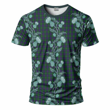 Shaw Tartan T-Shirt Seamless Scottish Thistle Flowers