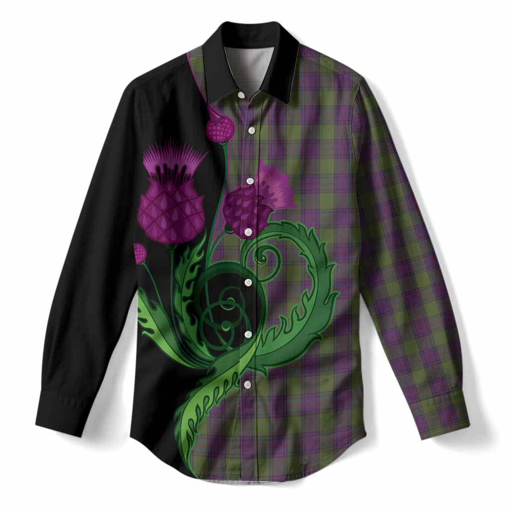 Shaw Tartan Women Casual Shirt Traditional Scottish Thistle