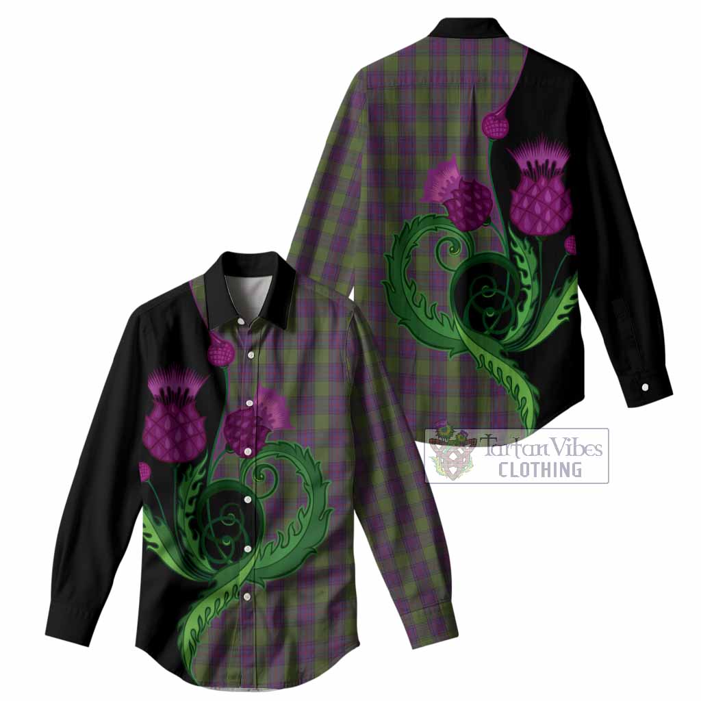Shaw Tartan Women Casual Shirt Traditional Scottish Thistle