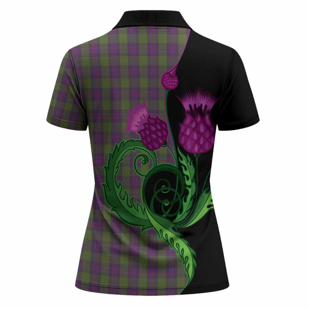 Shaw Tartan Women Polo Shirt Traditional Scottish Thistle
