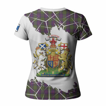 Shaw Tartan Women T shirt with Family Crest and Lion Rampant Grunge Style