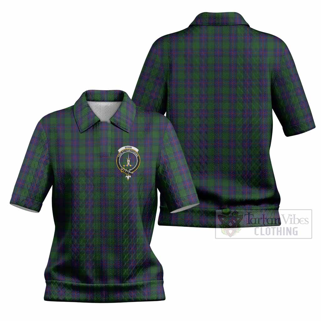 Shaw Tartan Women’s Polo Sweater Top with Family Crest