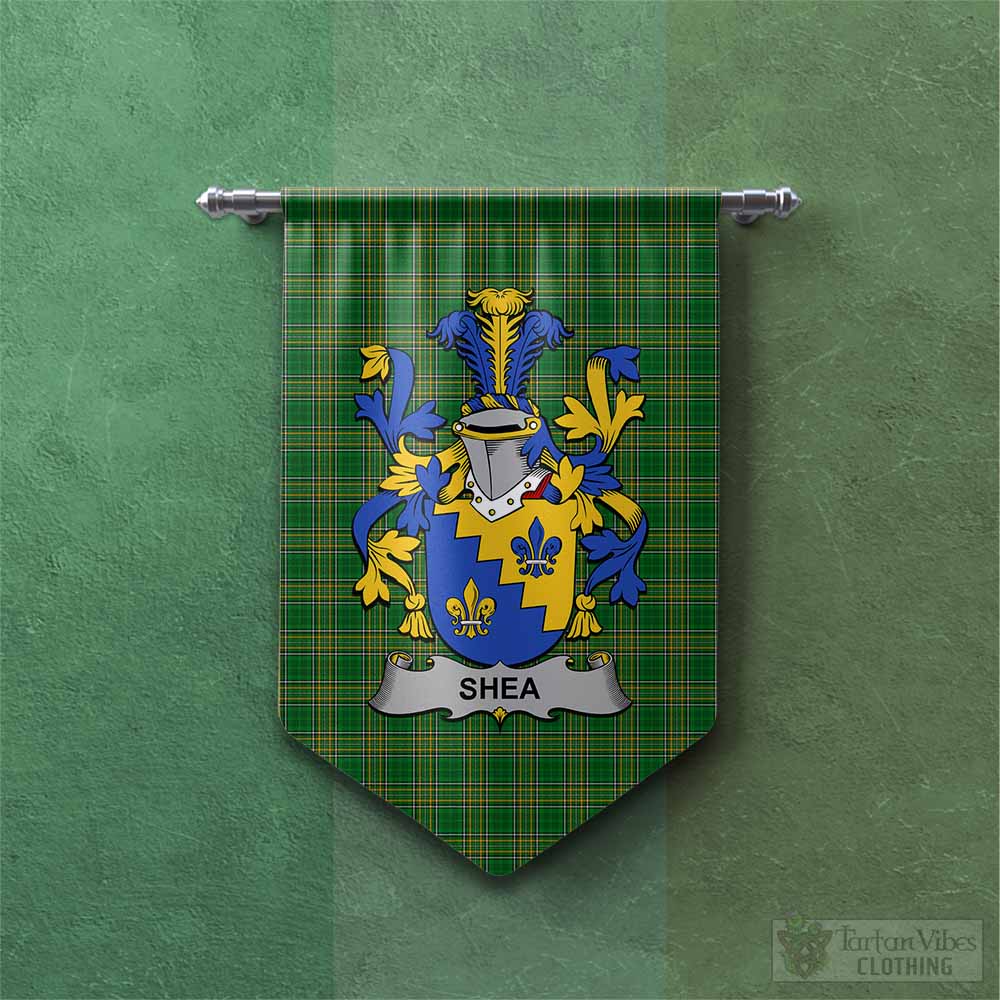 Tartan Vibes Clothing Shea Irish Clan Tartan Gonfalon, Tartan Banner with Coat of Arms