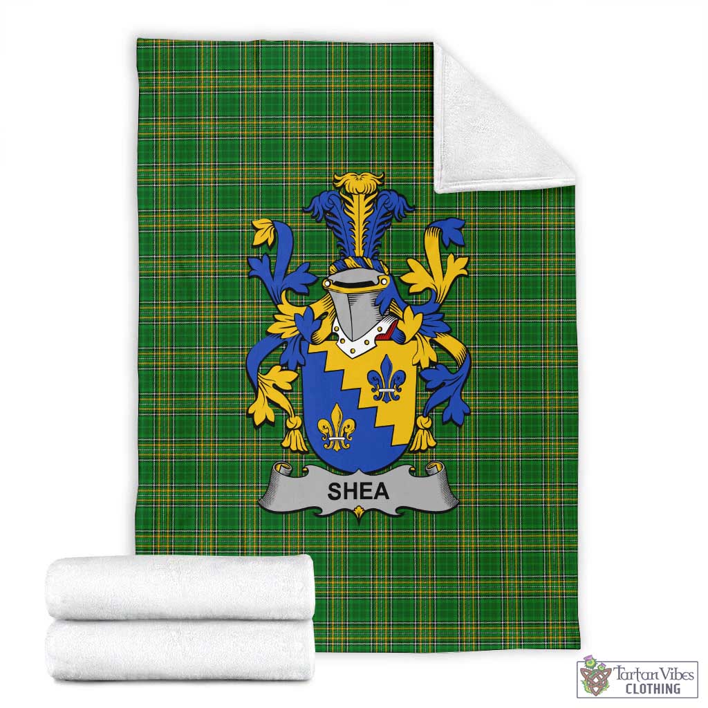 Tartan Vibes Clothing Shea Irish Clan Tartan Blanket with Coat of Arms