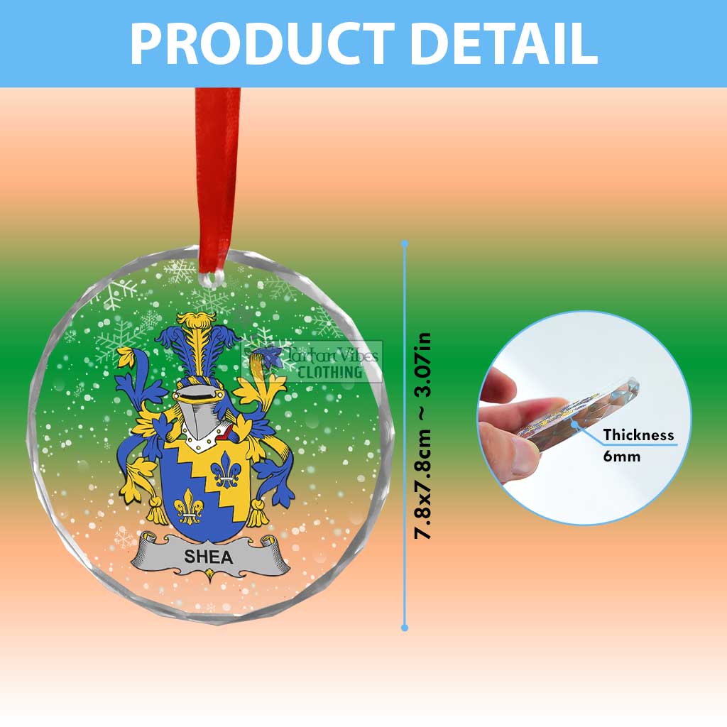 Tartan Vibes Clothing Shea Irish Clan Christmas Glass Ornament with Coat of Arms