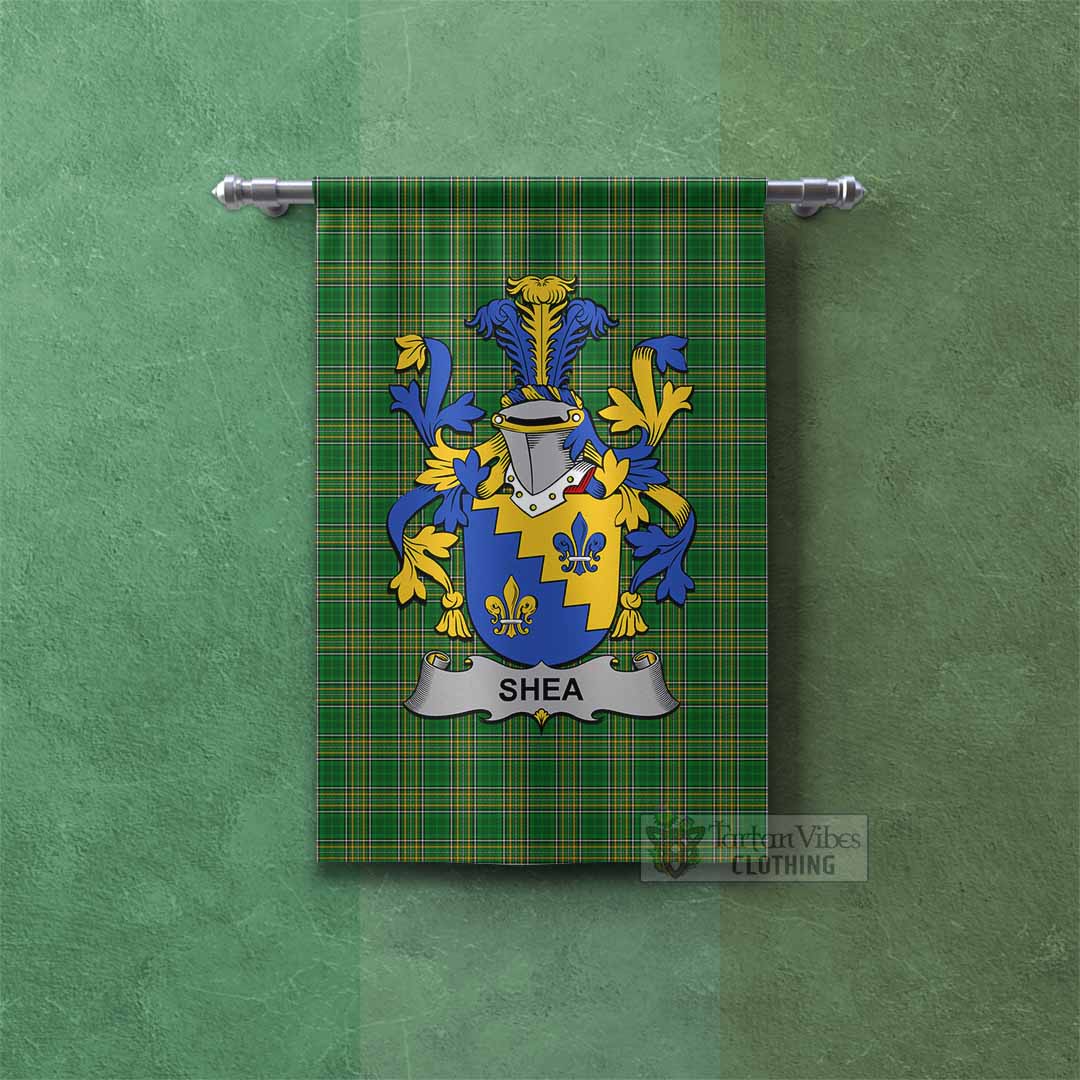 Tartan Vibes Clothing Shea Irish Clan Tartan Gonfalon, Tartan Banner with Coat of Arms