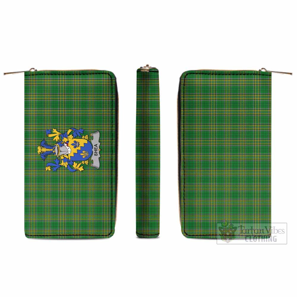 Tartan Vibes Clothing Shea Irish Clan Tartan Women's Leather Wallet with Coat of Arms