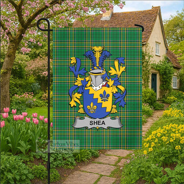 Shea Irish Clan Tartan Garden Flag with Coat of Arms