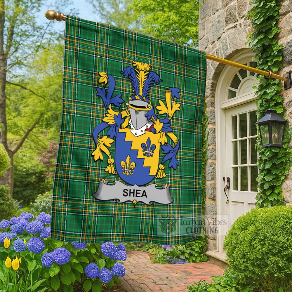 Shea Irish Clan Tartan Flag with Coat of Arms