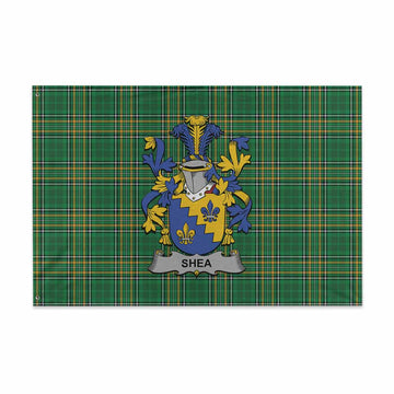 Shea Irish Clan Tartan House Flag with Coat of Arms
