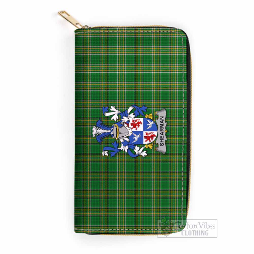 Tartan Vibes Clothing Shearman Irish Clan Tartan Women's Leather Wallet with Coat of Arms