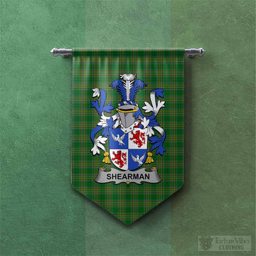 Shearman Irish Clan Tartan Gonfalon, Tartan Banner with Coat of Arms