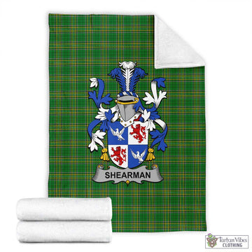 Tartan Vibes Clothing Shearman Irish Clan Tartan Blanket with Coat of Arms