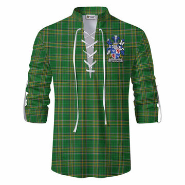 Tartan Vibes Clothing Shearman Irish Clan Tartan Ghillie Kilt Shirt with Coat of Arms
