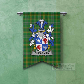 Shearman Irish Clan Tartan Gonfalon, Tartan Banner with Coat of Arms