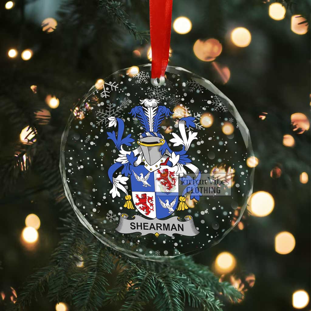 Shearman Irish Clan Christmas Glass Ornament with Coat of Arms - 2D-tartanvibesclothing