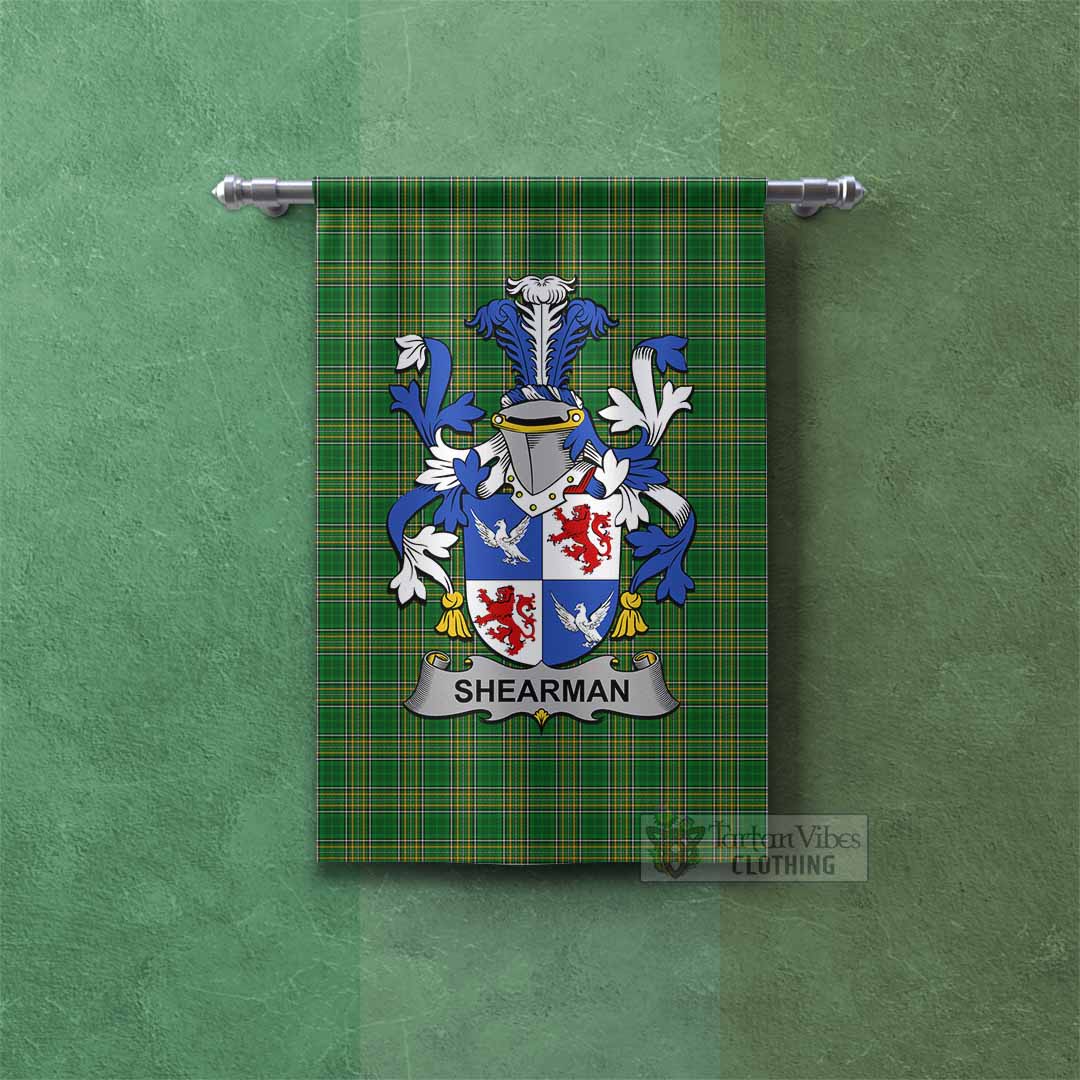 Tartan Vibes Clothing Shearman Irish Clan Tartan Gonfalon, Tartan Banner with Coat of Arms