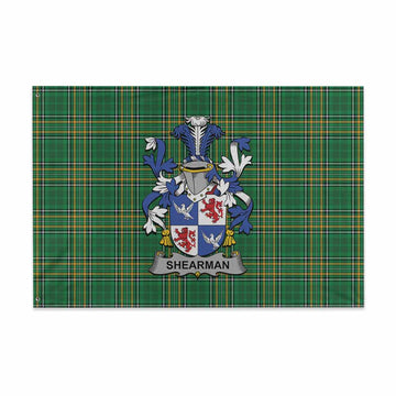 Shearman Irish Clan Tartan House Flag with Coat of Arms