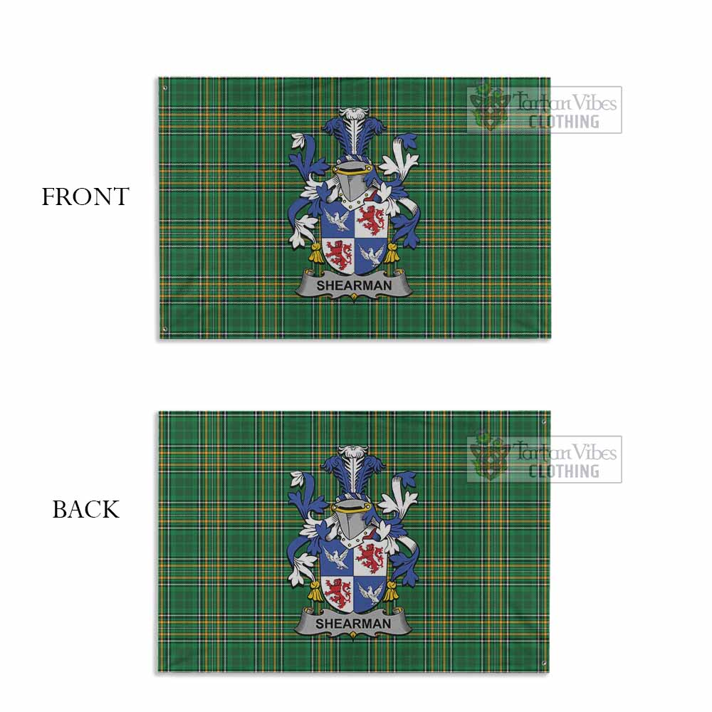 Tartan Vibes Clothing Shearman Irish Clan Tartan House Flag with Coat of Arms