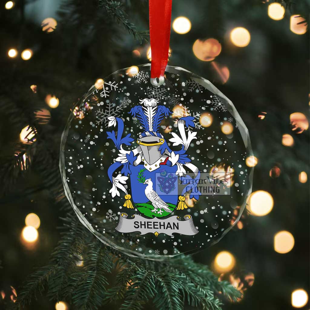 Sheehan Irish Clan Christmas Glass Ornament with Coat of Arms - 2D-tartanvibesclothing