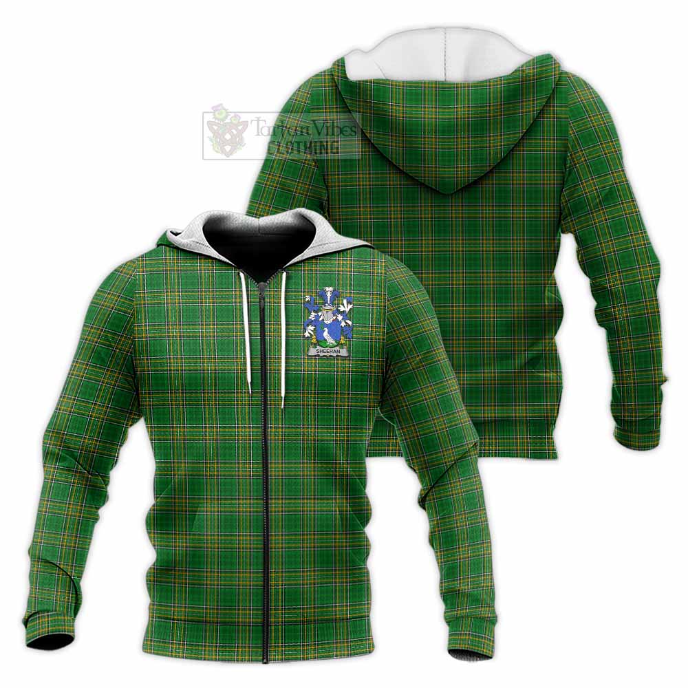 Sheehan Irish Clan Tartan Knitted Hoodie with Coat of Arms - Tartan Vibes Clothing