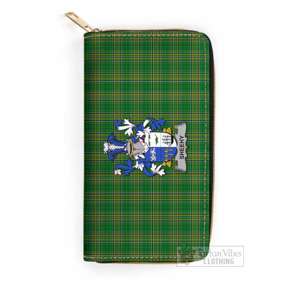 Tartan Vibes Clothing Sheehy Irish Clan Tartan Women's Leather Wallet with Coat of Arms