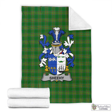 Tartan Vibes Clothing Sheehy Irish Clan Tartan Blanket with Coat of Arms