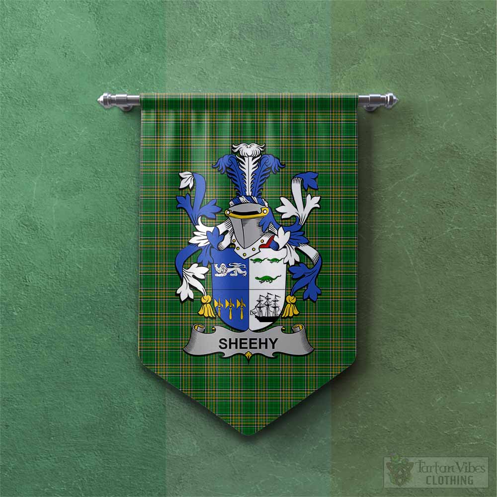 Tartan Vibes Clothing Sheehy Irish Clan Tartan Gonfalon, Tartan Banner with Coat of Arms