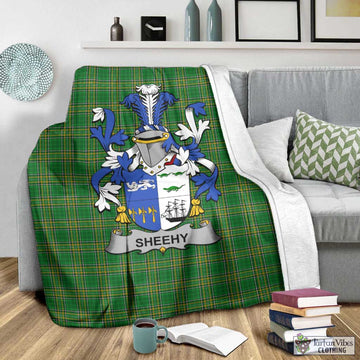 Tartan Vibes Clothing Sheehy Irish Clan Tartan Blanket with Coat of Arms