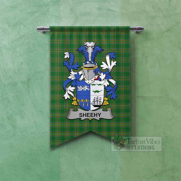 Sheehy Irish Clan Tartan Gonfalon, Tartan Banner with Coat of Arms