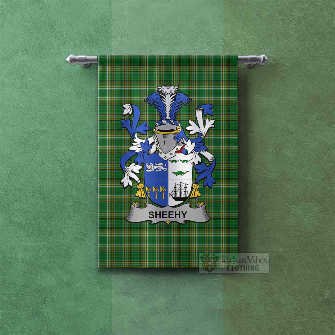 Tartan Vibes Clothing Sheehy Irish Clan Tartan Gonfalon, Tartan Banner with Coat of Arms