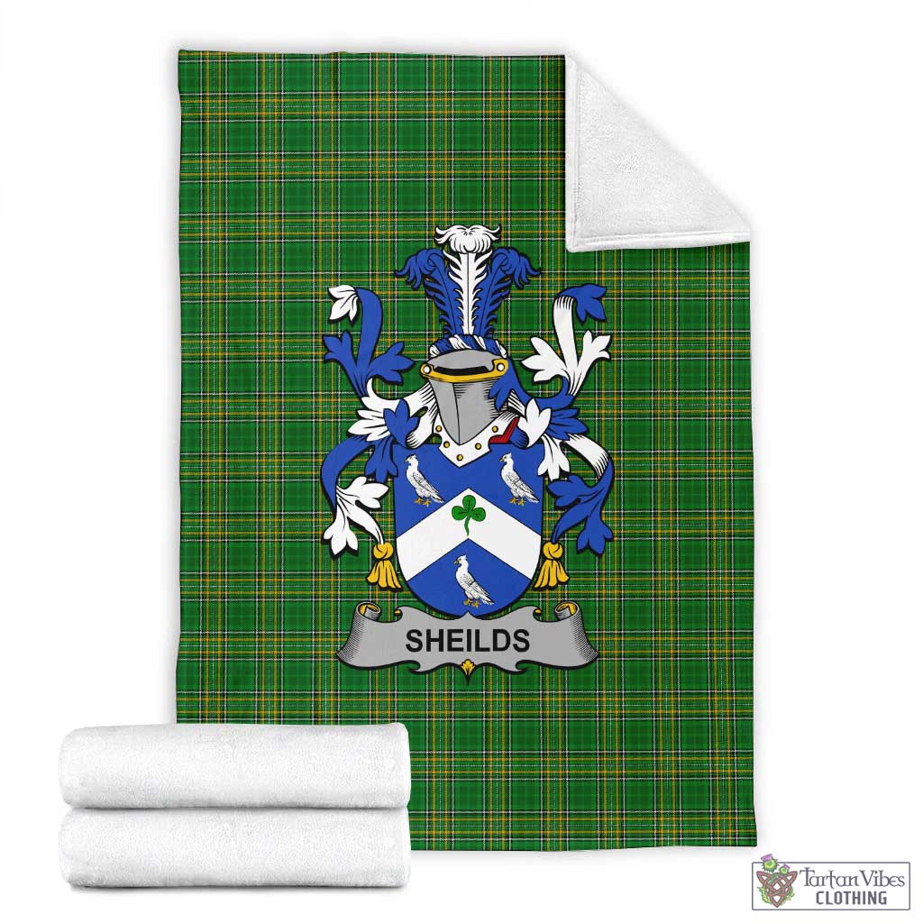 Sheilds Irish Clan Tartan Blanket with Coat of Arms X-Large 59 x 79 inches 150 x 200 cm - Tartan Vibes Clothing