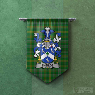 Sheilds Irish Clan Tartan Gonfalon, Tartan Banner with Coat of Arms