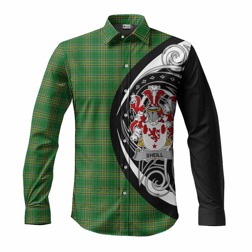 Sheill Irish Clan Long Sleeve Button Shirt Celtic Circle Style Men's Shirt S - Tartan Vibes Clothing
