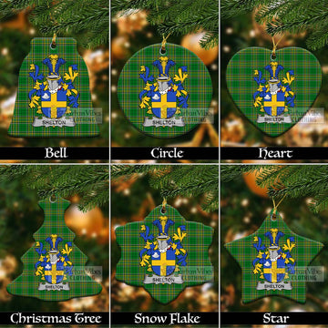Shelton Irish Clan Tartan Christmas Ceramic Ornament with Coat of Arms Ceramic - Tartan Vibes Clothing