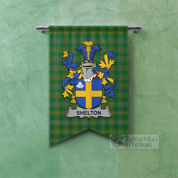 Tartan Vibes Clothing Shelton Irish Clan Tartan Gonfalon, Tartan Banner with Coat of Arms
