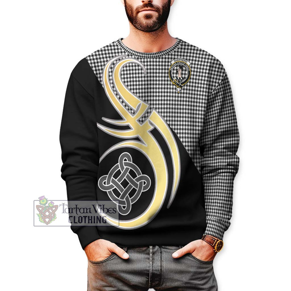 Shepherd Tartan Sweatshirt with Family Crest and Celtic Symbol Style Unisex - Tartan Vibes Clothing