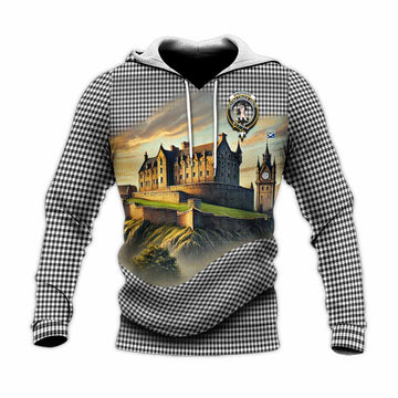 Shepherd Tartan Family Crest Knitted Hoodie with Scottish Ancient Castle Style