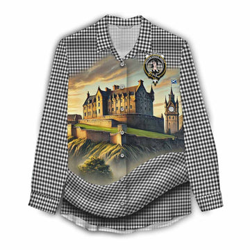 Tartan Vibes Clothing Shepherd Tartan Family Crest Women's Casual Shirt with Scottish Ancient Castle Style